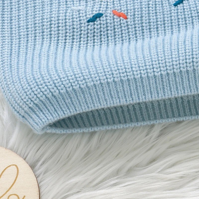 Baby Sweater Knitted Newborn Kid Clothing Fashion Embroidered Letters Tops Outerwear Infant Girl Boy Pullover Long Sleeve Autumn - Chic Cart