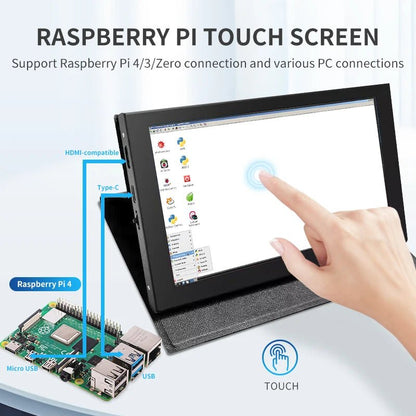 7 Inch IPS LCD Mini HDMI - compatible Universal Touch Screen for Raspberry Pi Windows PC Display Game Console with Case Holder - Chic Cart