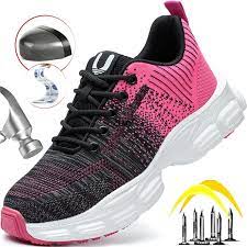 Women Safety Shoes For Work Safety Boots Breathable Steel Toe Puncture Proof Sport Work Sneakers Construction Security Boots - Chic Cart