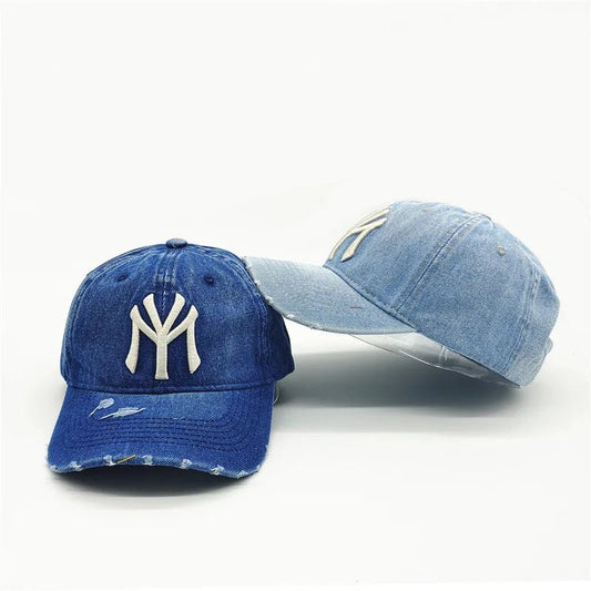 New adult men casual vintage denim MY NY embroidery baseball cap Women cotton sports hat hip hop snapback hat Golf hats gorros - Chic Cart