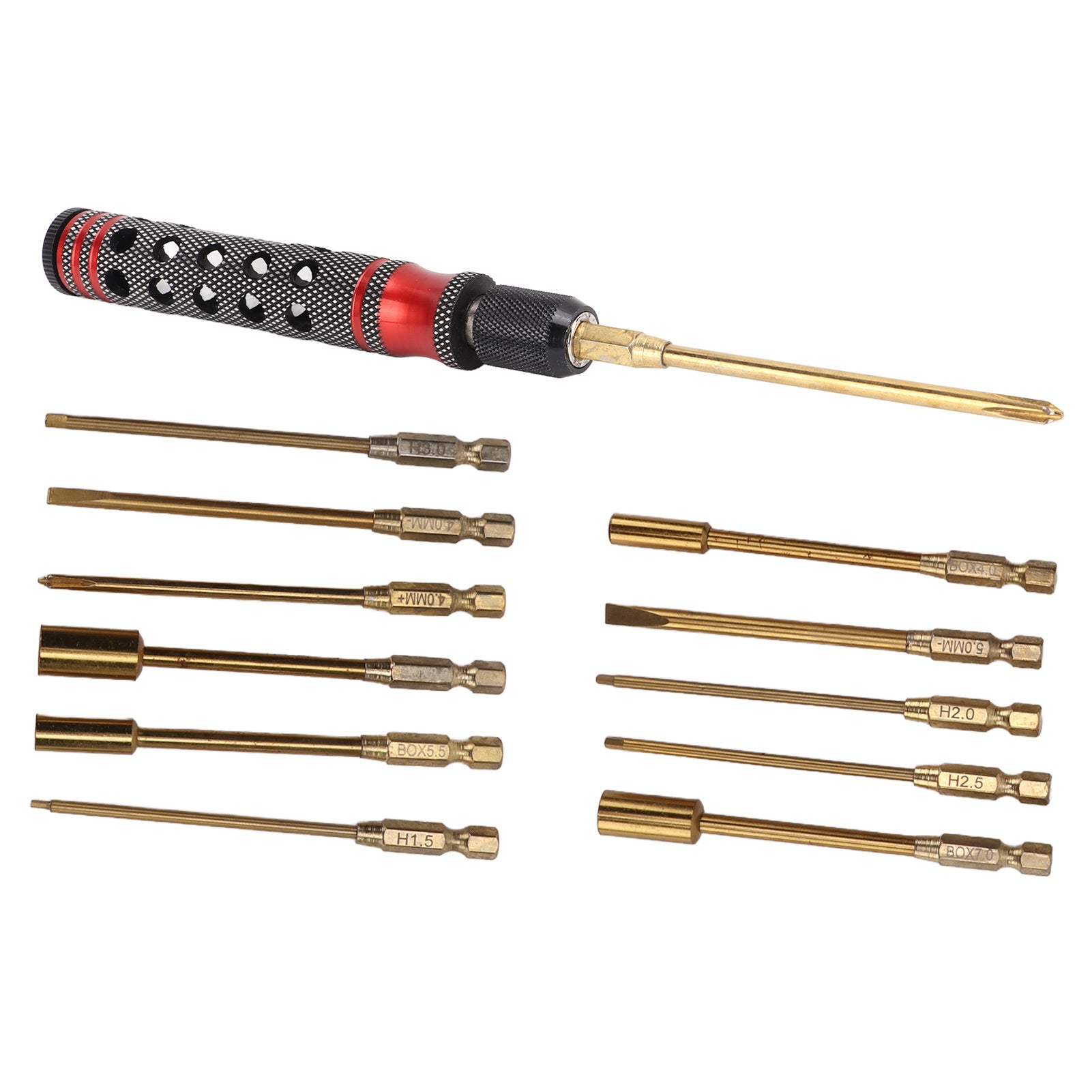 12 in 1 Screwdriver Set RC Repair Tools Detachable Heads with Red Handle for Drones Model Cars - Chic Cart