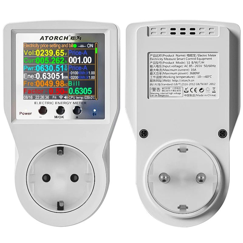 AC85 - 265V 16A Tuya WiFi Smart EU Socket Voltmeter Ammeter Power Meter Curve Electricity Bill Energy Consumption Analyzer Monitor - Chic Cart