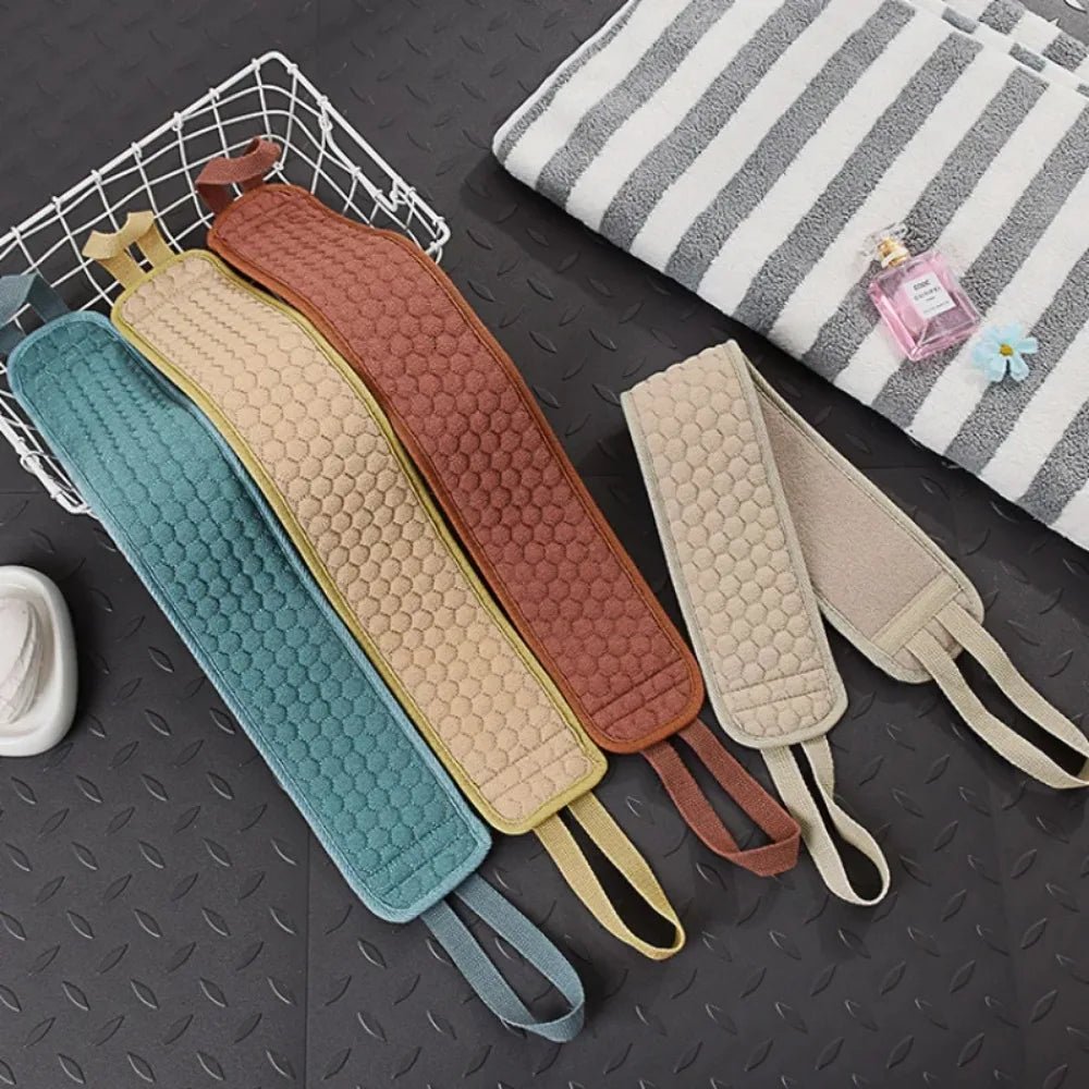 Shower Exfoliating Back Scrubber Bath Belt Towel Ball Glove Deep Mud Clean Korean Body Washcloth Japanese Rear Scrub Pull Strap - Chic Cart