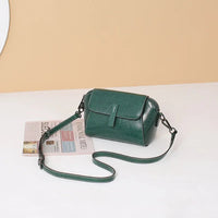 Oil Wax Cowhide Leather Cross Body Small Bag for Women Fashionable and Versatile Shoulder Shell Hand Bag Ladies Casual Phone Bag - Chic Cart