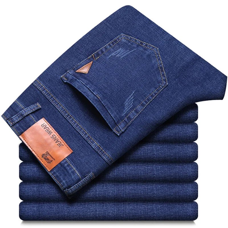 Men Fashion Straight Jeans Men 2024 New Stretch Slim Fit Pants Comfortable Soft Business Denim Trousers Male Brand Clothing - Chic Cart