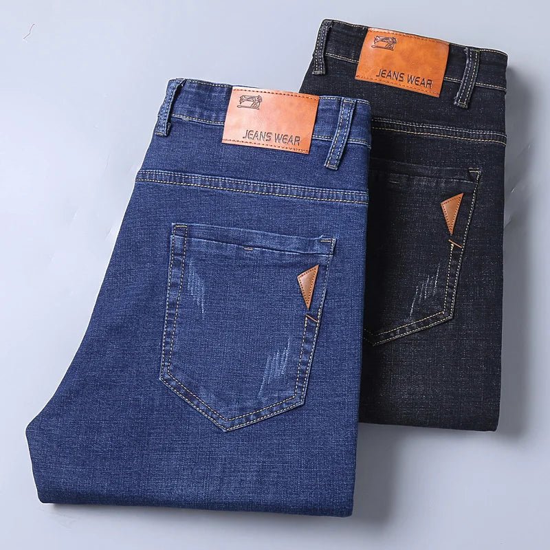 Men Fashion Straight Jeans Men 2024 New Stretch Slim Fit Pants Comfortable Soft Business Denim Trousers Male Brand Clothing - Chic Cart