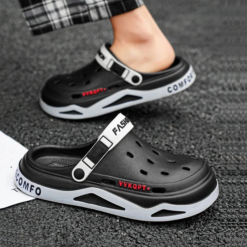New fashion sandals Men's EVA casual comfortable hole garden shoes outdoor men's beach sandals indoor home unisex slippers - Chic Cart