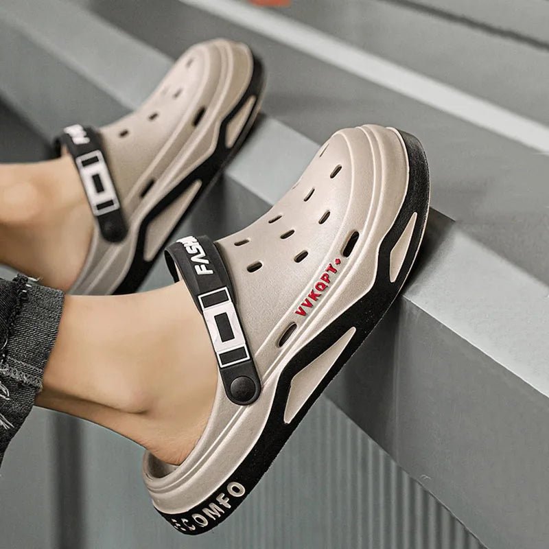 New fashion sandals Men's EVA casual comfortable hole garden shoes outdoor men's beach sandals indoor home unisex slippers - Chic Cart