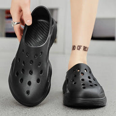 New 2024 Summer Thick Sole Clogs Fashion Sandals Men's Casual Beach Shoes Hollow Garden Shoes Outdoor Slippers EVA Men's Shoes - Chic Cart