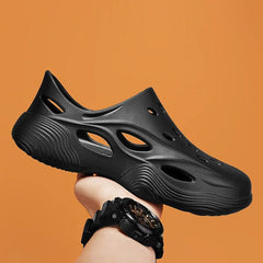 New 2024 Summer Thick Sole Clogs Fashion Sandals Men's Casual Beach Shoes Hollow Garden Shoes Outdoor Slippers EVA Men's Shoes - Chic Cart