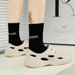 New 2024 Summer Thick Sole Clogs Fashion Sandals Men's Casual Beach Shoes Hollow Garden Shoes Outdoor Slippers EVA Men's Shoes - Chic Cart