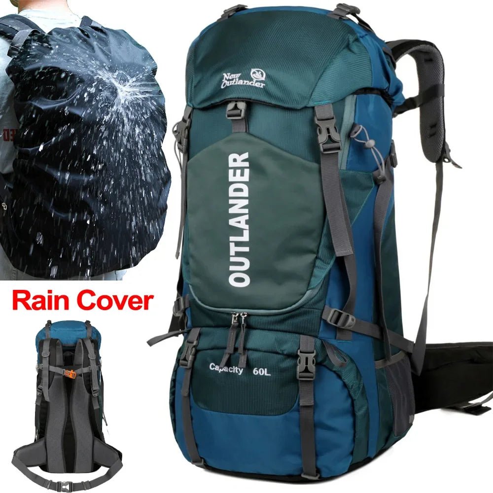 60L Camping Backpack Travel Outdoor Bag Men With Rain Cover Large Hiking Shoulder Waterproof Trekking Mountaineering Rucksack - Chic Cart
