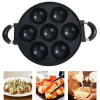 7 Hole Cake Cooking Pan Cast Iron Omelette Pan Non - stick Cooking Pot Breakfast Egg Cooking Pie Cake Mold Cookware Kitchenware - Chic Cart