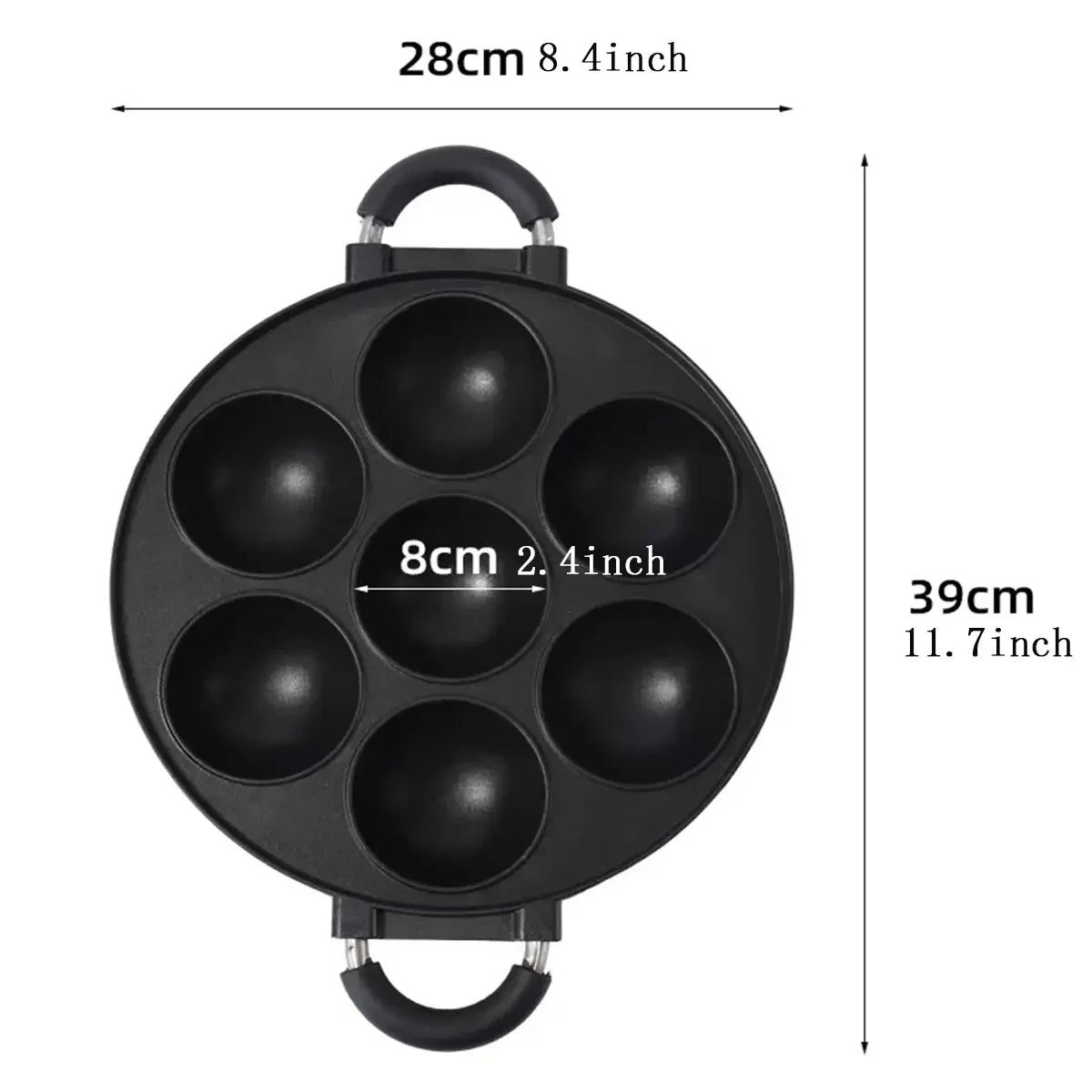7 Hole Cake Cooking Pan Cast Iron Omelette Pan Non - stick Cooking Pot Breakfast Egg Cooking Pie Cake Mold Cookware Kitchenware - Chic Cart