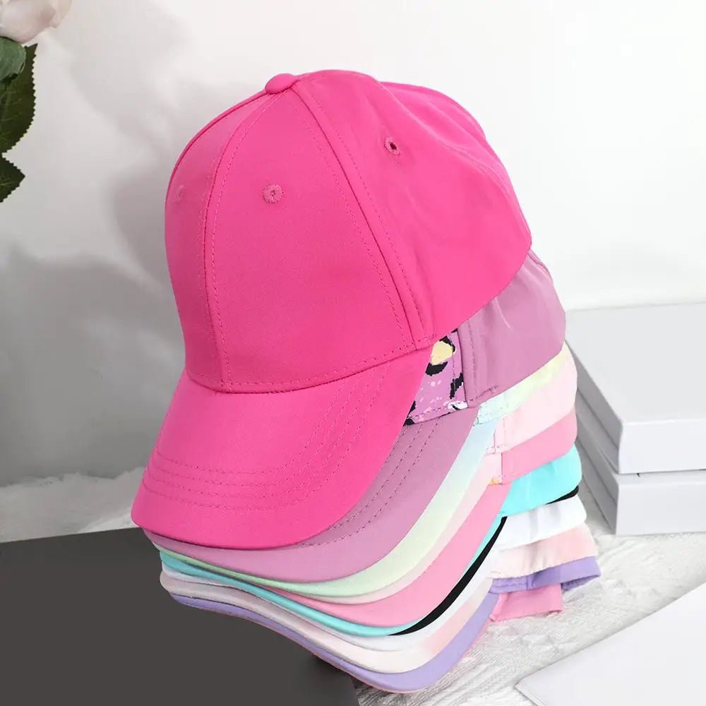 Fashion Kids Baseball Cap For Girls Boys Sun Hat Hollow Back Ponytail Caps Children Snapback Hip Hop Hats Adjustable Bones Caps - Chic Cart