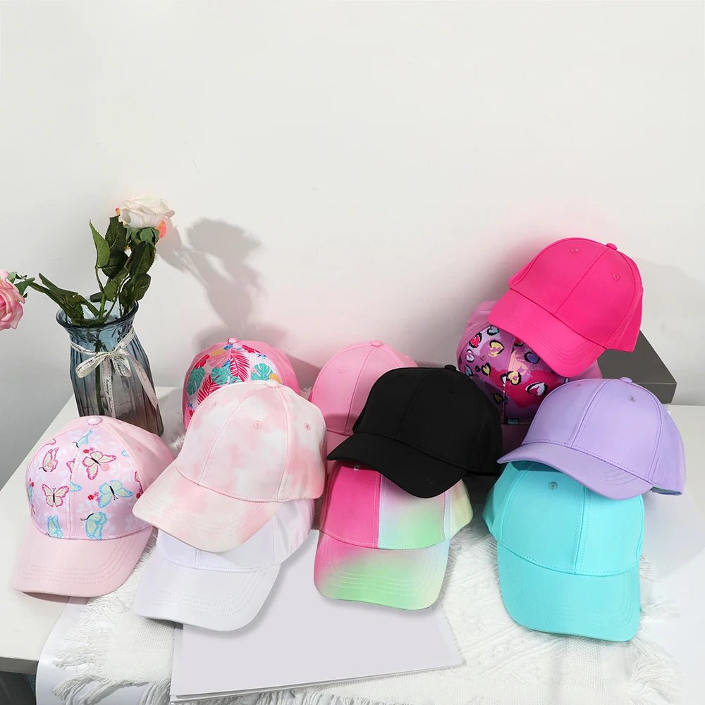 Fashion Kids Baseball Cap For Girls Boys Sun Hat Hollow Back Ponytail Caps Children Snapback Hip Hop Hats Adjustable Bones Caps - Chic Cart