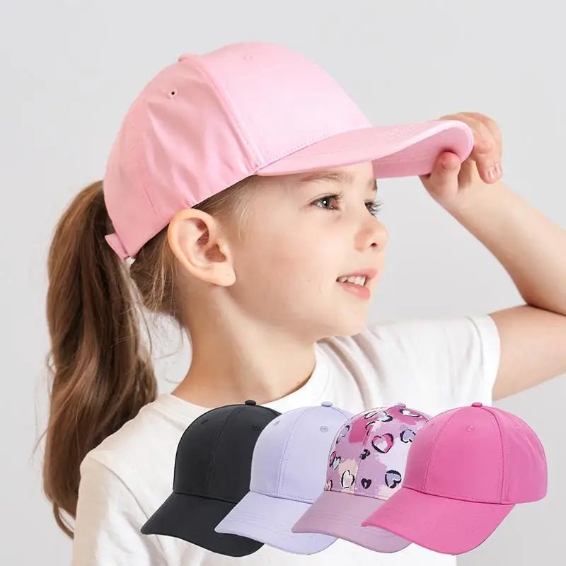 Fashion Kids Baseball Cap For Girls Boys Sun Hat Hollow Back Ponytail Caps Children Snapback Hip Hop Hats Adjustable Bones Caps - Chic Cart