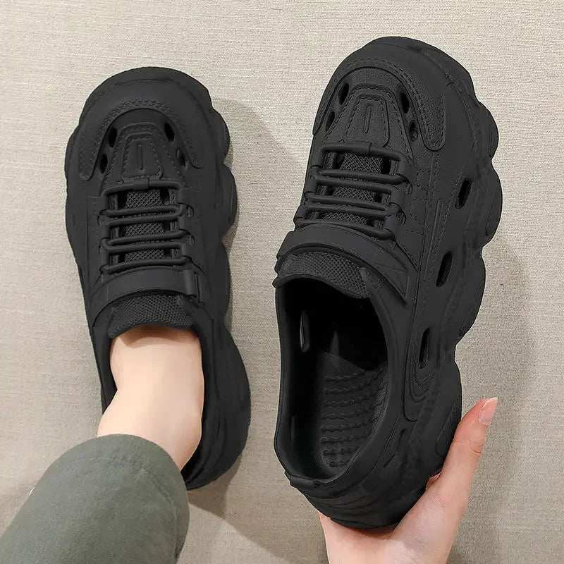 2024 New Trendy Sandals for Men Thick Non Slip Wear - resistant Fashionable EVA One - piece Molded Couple Style Hole Shoes Wholesale - Chic Cart