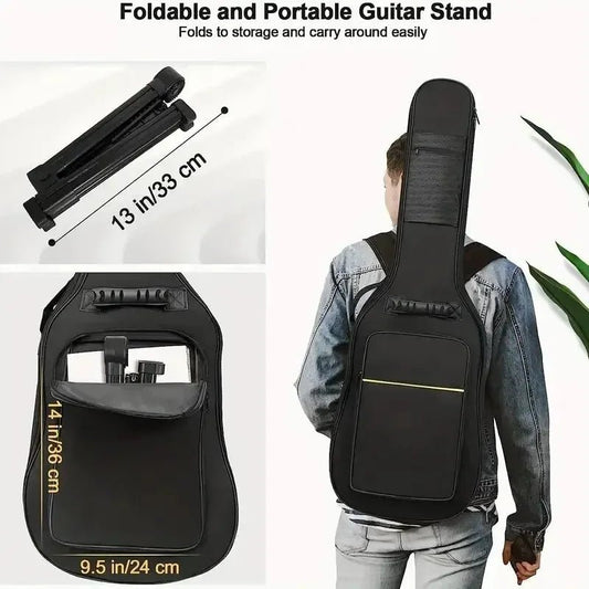 Folding Guitar Stand Upright Guitar Stand for Acoustic Guitars Electric and Bass Portable and Lightweight Easy Floor Stand - Chic Cart