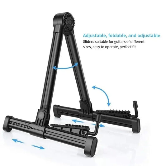 Folding Guitar Stand Upright Guitar Stand for Acoustic Guitars Electric and Bass Portable and Lightweight Easy Floor Stand - Chic Cart