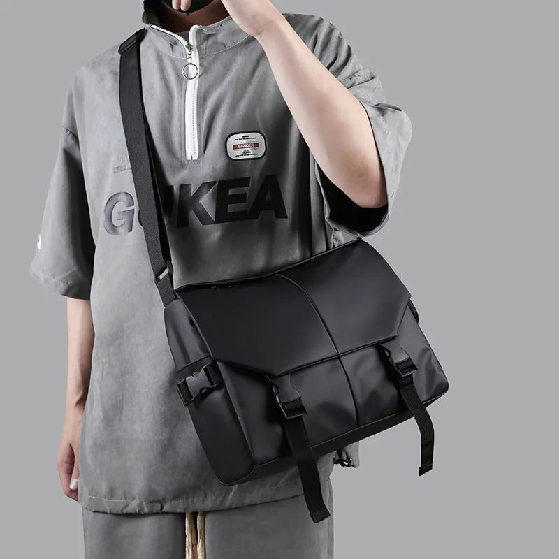 Men Motorcycle Cycling Messenger Bags Waterproof Big Crossbody Shoulder Bag Personalized Hip Hop Street Travel Cross Bag Male - Chic Cart