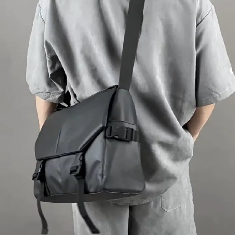Men Motorcycle Cycling Messenger Bags Waterproof Big Crossbody Shoulder Bag Personalized Hip Hop Street Travel Cross Bag Male - Chic Cart