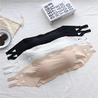 Ice Silk Strapless Bra Girls Seamless Crop Tube Top Bralette for Women Sexy Soft Bras Large Size Bustier Tops Summer Underwear - Chic Cart