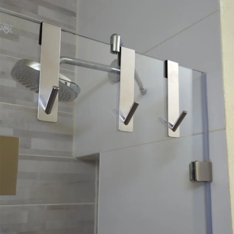 Stainless Steel Over Glass Door Shower Door Back Shower Towel Rack S - Shape Bathroom Bathrobe Hanger Holder Hooks - Chic Cart