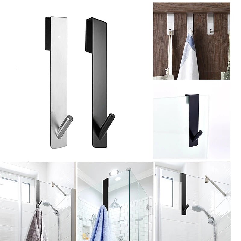 Stainless Steel Over Glass Door Shower Door Back Shower Towel Rack S - Shape Bathroom Bathrobe Hanger Holder Hooks - Chic Cart