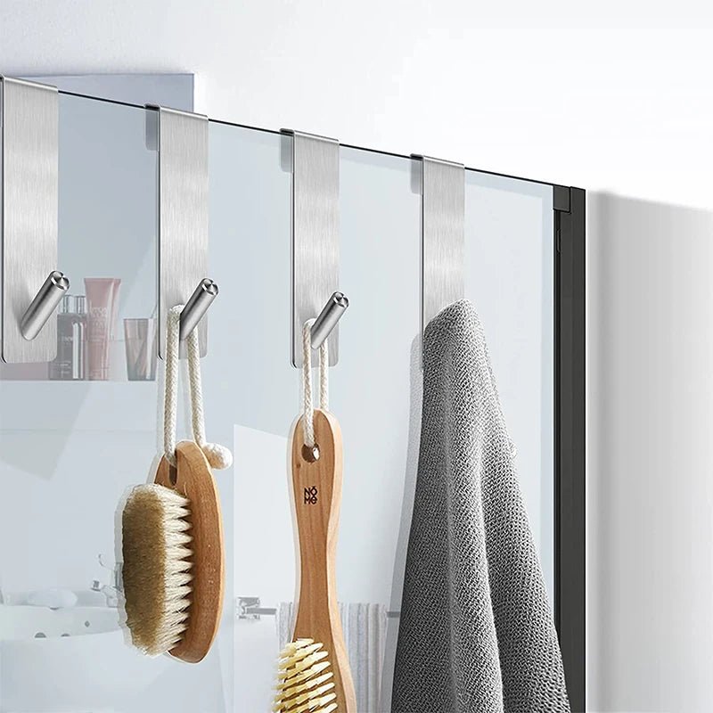 Stainless Steel Over Glass Door Shower Door Back Shower Towel Rack S - Shape Bathroom Bathrobe Hanger Holder Hooks - Chic Cart
