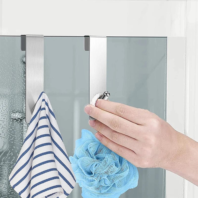 Stainless Steel Over Glass Door Shower Door Back Shower Towel Rack S - Shape Bathroom Bathrobe Hanger Holder Hooks - Chic Cart
