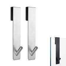 Stainless Steel Over Glass Door Shower Door Back Shower Towel Rack S - Shape Bathroom Bathrobe Hanger Holder Hooks
