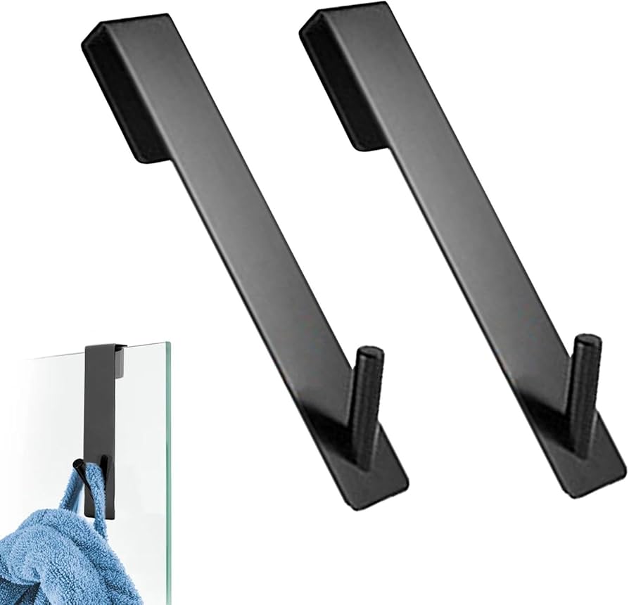 Stainless Steel Over Glass Door Shower Door Back Shower Towel Rack S - Shape Bathroom Bathrobe Hanger Holder Hooks
