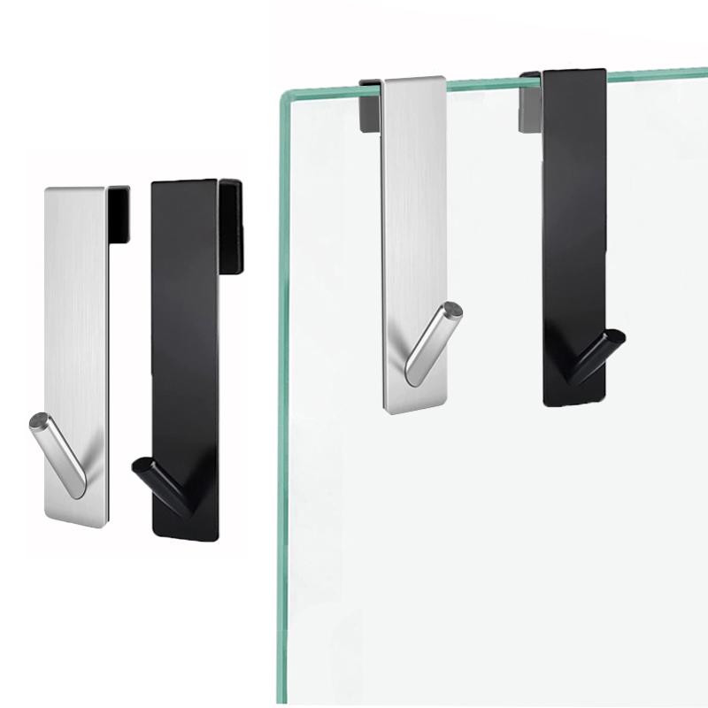 Stainless Steel Over Glass Door Shower Door Back Shower Towel Rack S - Shape Bathroom Bathrobe Hanger Holder Hooks