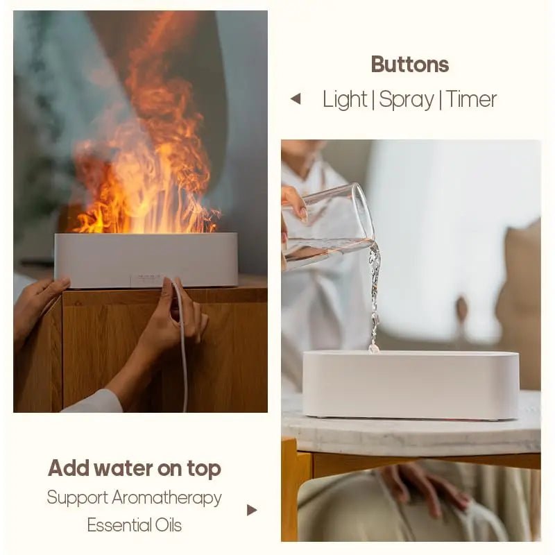 7 Color Upgraded Ultrasonic Aromatherapy 150ml Fire Air Essential Oil Diffusers Cool Flame Diffuser Humidifier for Home Office - Chic Cart