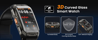 KOSPET TANK X2 Smart Watch For Men IP69K Waterproof 3D Curved Screen 1.64'' AMOLED Bluetooth Call 170 Sport Modes Smartwatch - Chic Cart