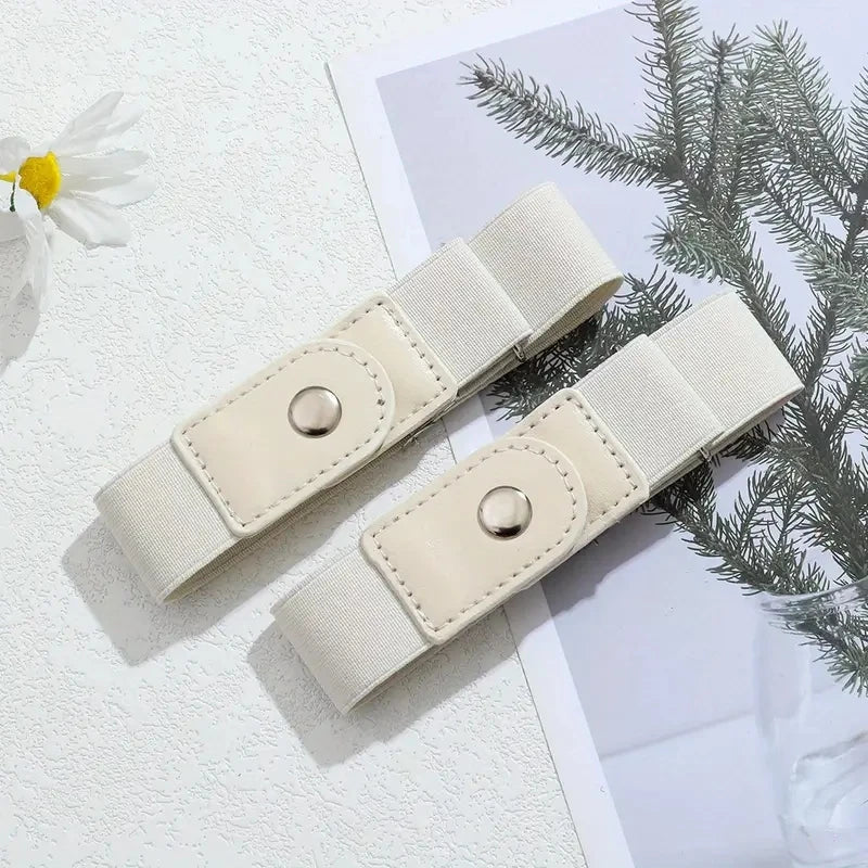 2pcs/set No Buckle Elastic Belt For Women Men Unisex Stretch Belt For Pants Jeans Casual Buckle Free Adjustable Invisible Belt - Chic Cart