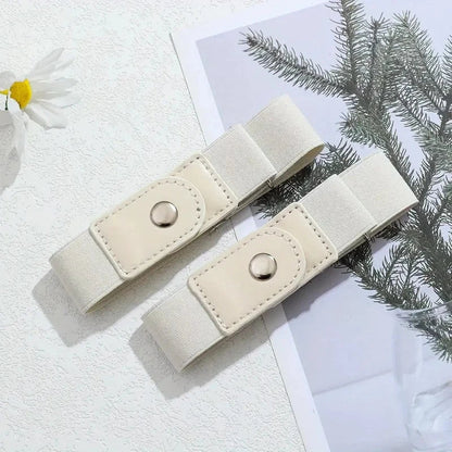 2pcs/set No Buckle Elastic Belt For Women Men Unisex Stretch Belt For Pants Jeans Casual Buckle Free Adjustable Invisible Belt - Chic Cart
