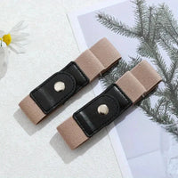 2pcs/set No Buckle Elastic Belt For Women Men Unisex Stretch Belt For Pants Jeans Casual Buckle Free Adjustable Invisible Belt - Chic Cart