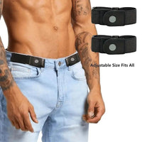 2pcs/set No Buckle Elastic Belt For Women Men Unisex Stretch Belt For Pants Jeans Casual Buckle Free Adjustable Invisible Belt - Chic Cart