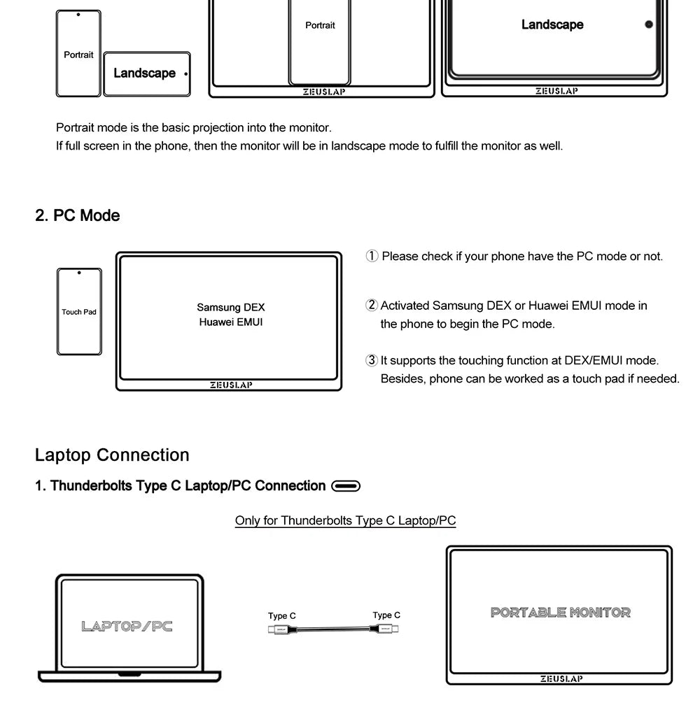 ZEUSLAP 14" 16:10 Touch Screen Portable Monitor 1920*1200P 100%sRGB 400Cd/m² Travel Display for Laptop Computer - Chic Cart