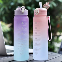 900ML Sports Water Bottle with Time Marker Leak - proof Cup Motivational Portable Water bottle for Outdoor Sport Fitness BPA Free - Chic Cart