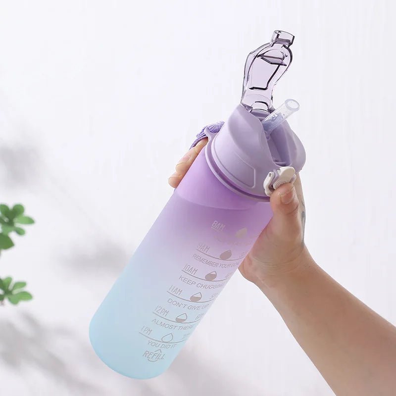 900ML Sports Water Bottle with Time Marker Leak - proof Cup Motivational Portable Water bottle for Outdoor Sport Fitness BPA Free - Chic Cart