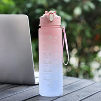 900ML Sports Water Bottle with Time Marker Leak - proof Cup Motivational Portable Water bottle for Outdoor Sport Fitness BPA Free - Chic Cart