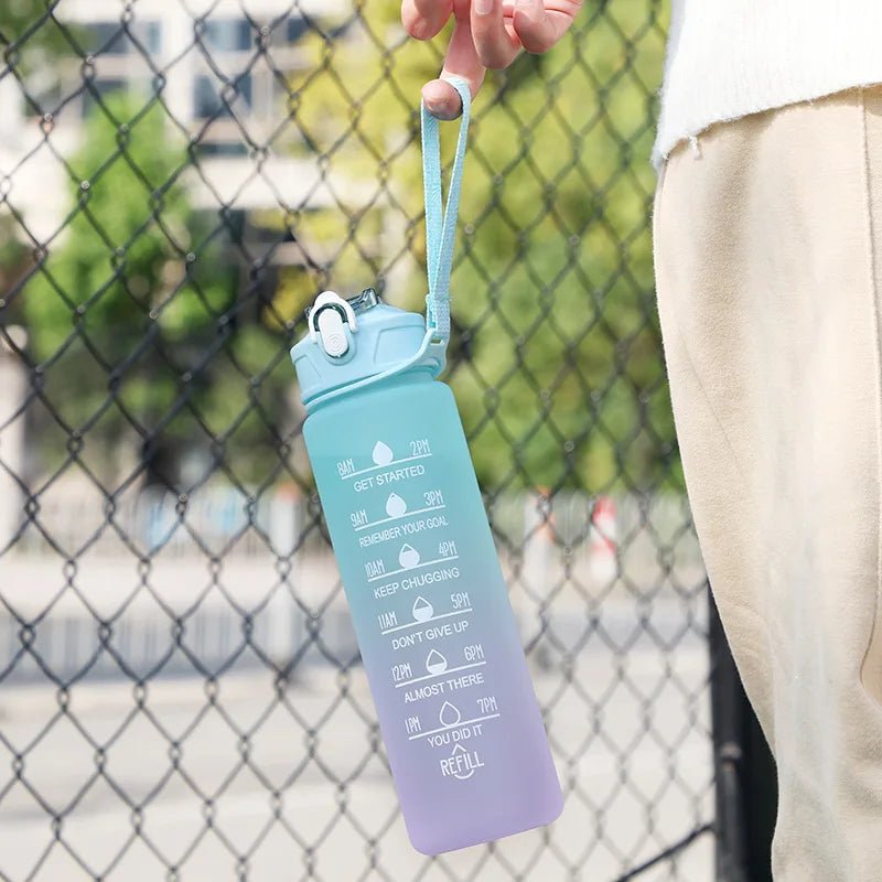 900ML Sports Water Bottle with Time Marker Leak - proof Cup Motivational Portable Water bottle for Outdoor Sport Fitness BPA Free - Chic Cart