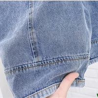 2024 Autumn New Children Loose Overalls boys girls casual all - match denim Trousers Spring Fall Solid Outwear 1 - 7Y Kids bib pants - Chic Cart