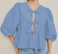 Women Y2K Peplum Tops Puff Short Sleeve Tie Up Blouse Shirt Summer Going Out Cute Babydoll Top Ruffle Hem Y2k Tops - Chic Cart