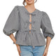 Women Y2K Peplum Tops Puff Short Sleeve Tie Up Blouse Shirt Summer Going Out Cute Babydoll Top Ruffle Hem Y2k Tops - Chic Cart