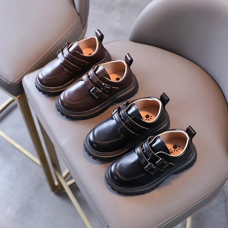 Kids Autumn Leather Shoes Casual Leisure School Boys Girls Single Shoe Size 21 - 30 Toddler Black Brown Round Toe Childern Shoe - Chic Cart