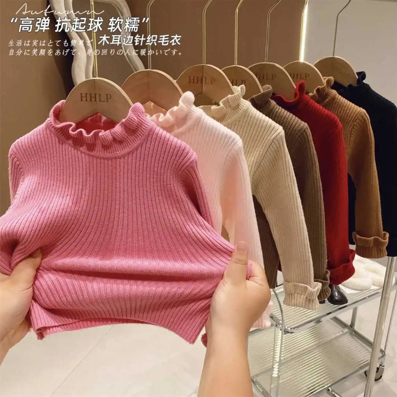 2024 Autumn Girls Soft Fashion Knitting Sweaters Sweet Colors 1 - 7 Years - Chic Cart